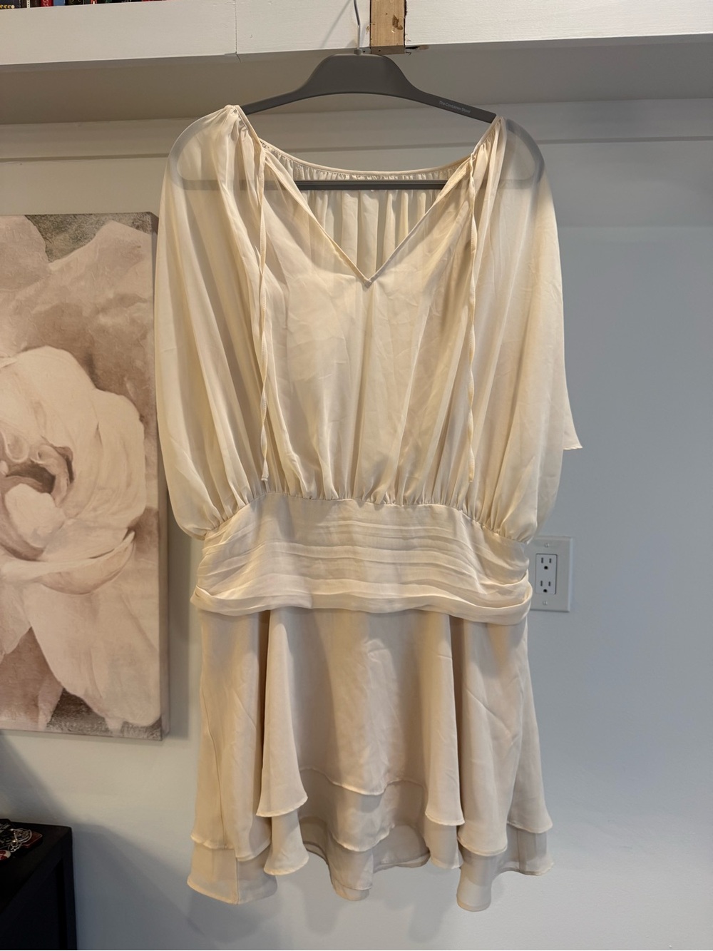 Abercrombie & Fitch Cream Layered V-Neck Mini Dress